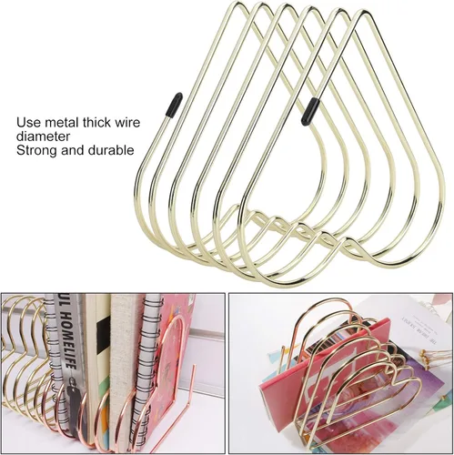 Vista 4 de Watris Veiyi Soporte para carpetas de archivos, estante de almacenamiento de hierro de escritorio, soporte para discos de libros, estante