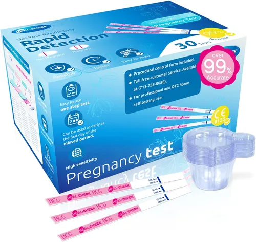 Vista 12 de Pruebas de embarazo con taza, tiras de prueba de embarazo a granel HEAL-CHECK para detección en casa, más del 99% de precisión, envueltas
