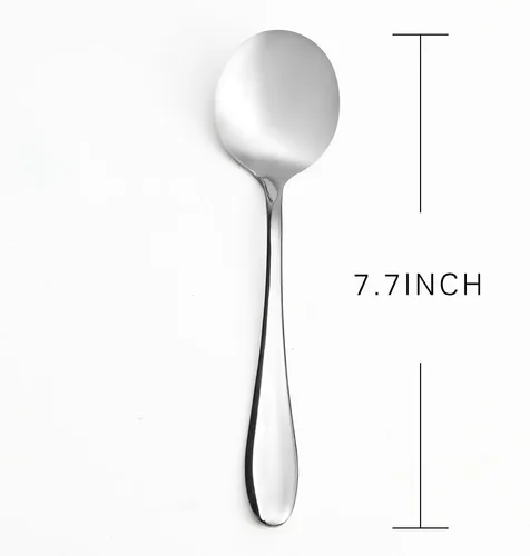 Vista 6 de Eslite Cucharas de sopa grandes/cucharas de caldo de acero inoxidable, 12 piezas, 7.7 pulgadas