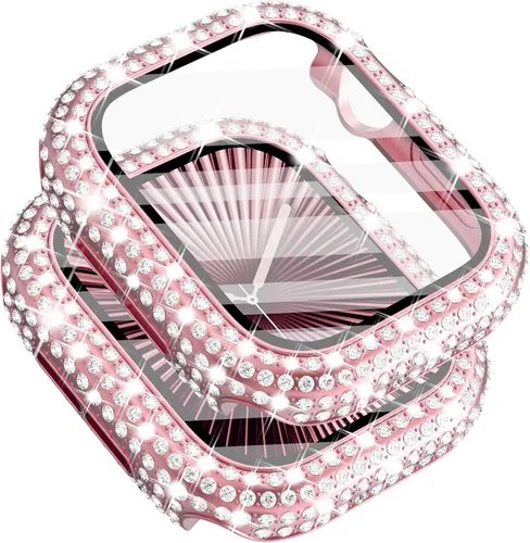 Vista 35 de Surace - Carcasa compatible con Apple Watch de 1.65 pulgadas con protector de pantalla de cristal templado, diseño brillante con 300 diamantes