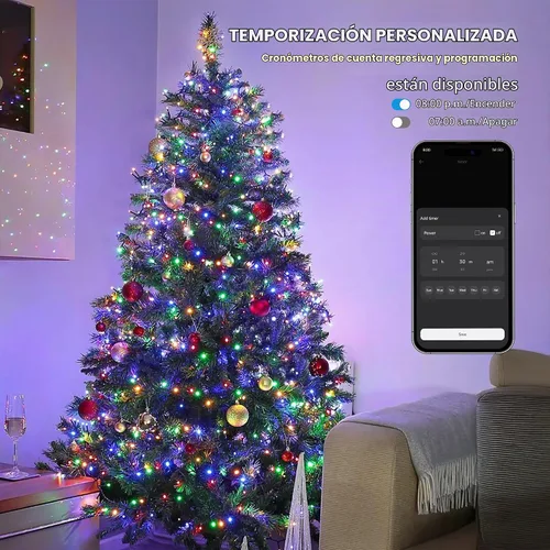 Vista 7 de Brizled - Tira de luces inteligentes para Navidad, 20 metros / 66 pies, 200 luces LED que cambian de color, control por aplicación y voz, luces