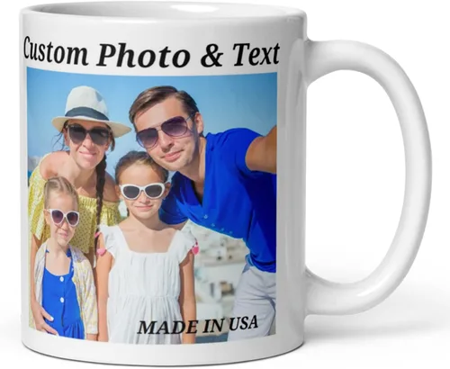 Taza personalizada con foto, taza de café personalizada para mamá, papá, mujeres, hombres, 11 onzas, regalo personalizado con nombre, logotipo,