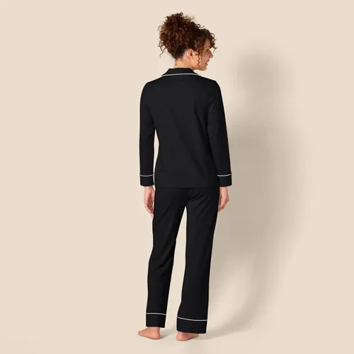 Vista 3 de Tienda Essentials - Conjunto de pijama de mujer con camisa de manga larga y pantalón largo de algodón modal