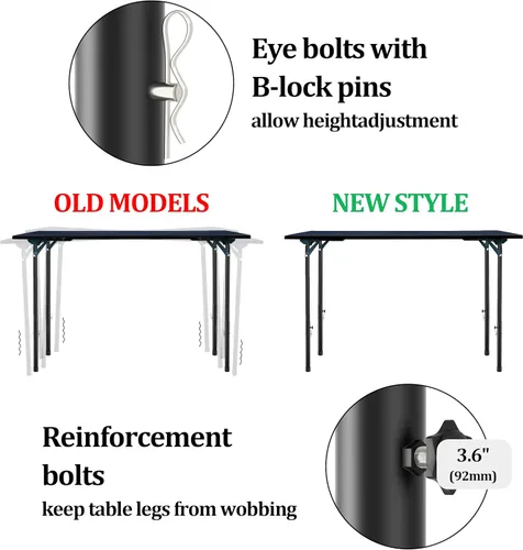 Vista 3 de Paquete de 8 elevadores de mesa plegables para mesas plegables, patas rectas/dobladas, extensiones de patas de mesa plegables duraderas, 2
