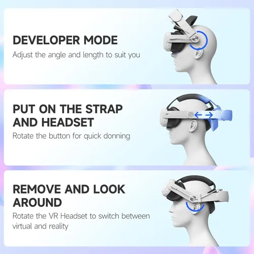 Vista 6 de Battery Head Strap for Meta Quest 3, 10000 mAh Rechargable Headstrap to Extend Playtime and Comfort for VR Headset Elite Strap Replacement