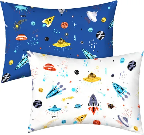 Vista 24 de Fundas de almohada para niños pequeños, paquete de 2 fundas de almohada que se adaptan a almohadas de 13 x 18 o 12 x 16 pulgadas, funda de almohada