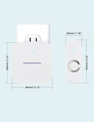 Vista 6 de AIDA Timbre inalámbrico iluminado para el hogar, timbre de batería impermeable inalámbrico de 1,000 pies, 5 niveles de volumen con 58 campanadas