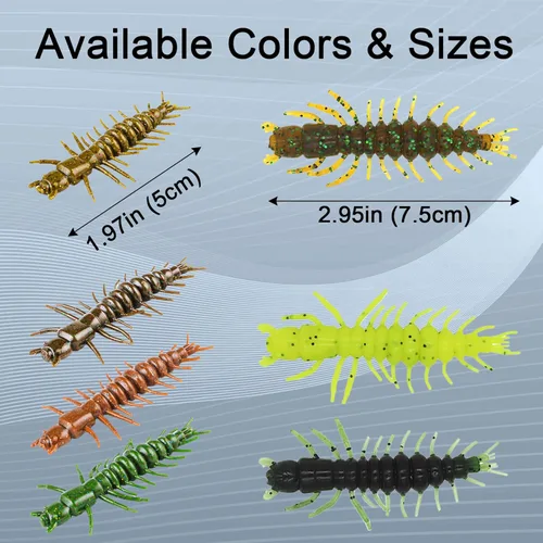 Vista 2 de Eupheng Señuelos de pesca Hellgrammite de 2"/3", señuelos de pesca de plástico suave súper realistas para Ned Jig Drop Shot Rig, cantidad de 20
