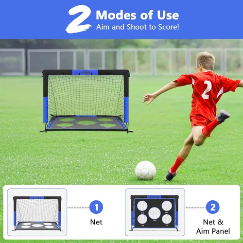 Vista 2 de MoKo Soccer Goals for Backyard, Large Size Pop Up Goal Net with Target Panel, Portable Soccer Training Equipment for Kids Practice, Outdoor Sports