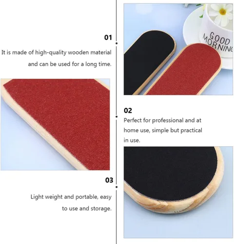 Vista 4 de 4 Pcs Double-Sided Wood Foot File Pedicure Tool Callus Remover Foot Scraper Dead Skin Remover and Heel Treatment