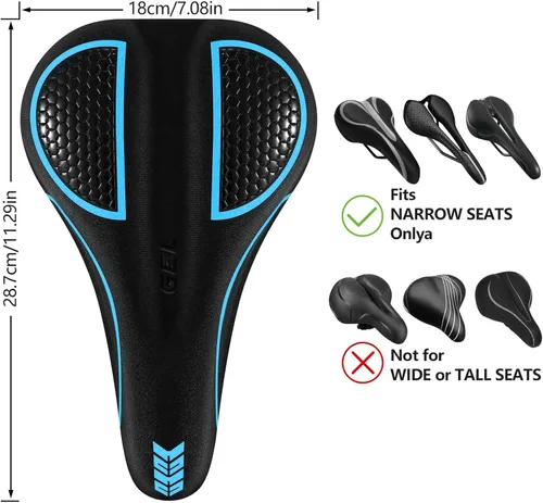 Vista 2 de Cojín de asiento de bicicleta acolchado de gel extra suave y cómodo para hombres y mujeres, cómodo, con pelotón estacionario, ejercicio, bicicletas