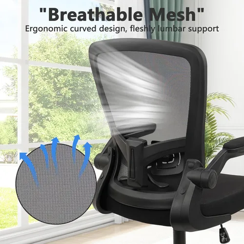 Vista 4 de KLASIKA Sillas de escritorio de oficina con ruedas, silla ergonómica de malla con soporte lumbar de altura ajustable, silla giratoria