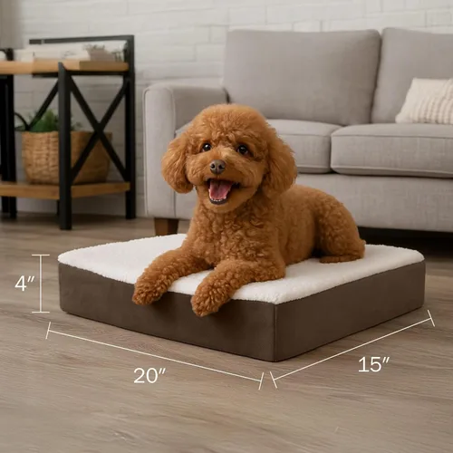 Vista 2 de PETMAKER Cama ortopédica para perros, cama para perros de espuma viscoelástica de 2 capas con funda Sherpa lavable a máquina, cama para perros