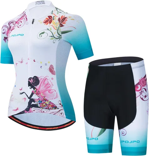 Conjunto de camiseta de ciclismo para mujer, reflectante+pantalones cortos acolchados 5D S-3XL