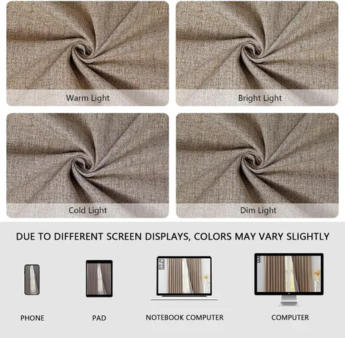 Vista 8 de Juego de 2 paneles de cortinas opacas de 108 pulgadas, cortinas largas de imitación de lino con oscurecimiento 100% para dormitorio y sala de estar