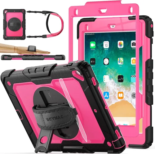 Vista 11 de SEYMAC stock Funda para iPad de 6ª / 5ª Generación Funda/Air 2 / Pro de 9.7 pulgadas, Protección Resistente con Protector de Pantalla, con Soporte