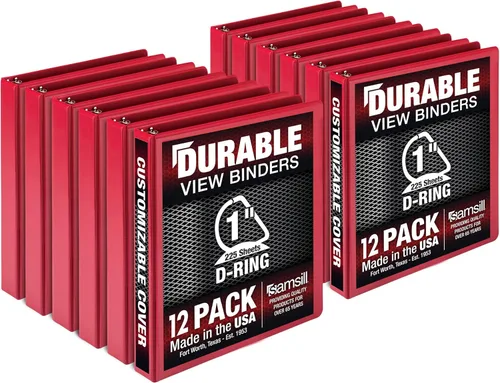 Vista 95 de Samsill - Carpeta duradera de 5 pulgadas, fabricada en los Estados Unidos, con anillos en D, transparente y personalizable, color blanco