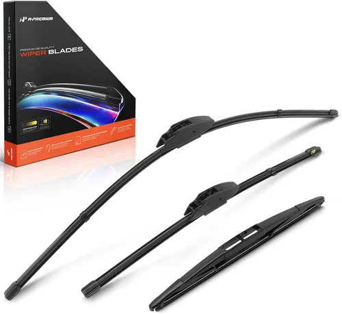 Vista 20 de A-Premium Juego de 3 limpiaparabrisas con indicador de desgaste y toalla, compatible con Dodge Nitro 2007-2011, juego de escobillas