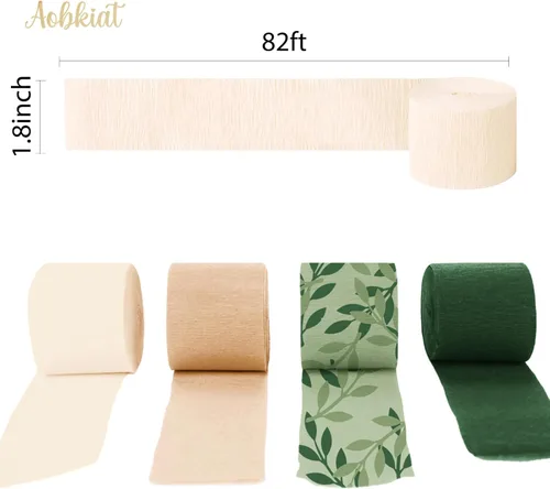 Vista 3 de AOBKIAT Decoraciones de fiesta de boda, 8 rollos de serpentinas de papel crepé verde para cumpleaños, compromiso, despedida de soltera, aniversario