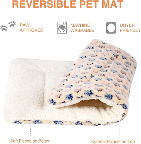 Vista 2 de Mora Pets Cama para gatos, almohadilla para jaula para perros, cama ultrasuave para mascotas con bonito estampado de estrellas, tapete lavable