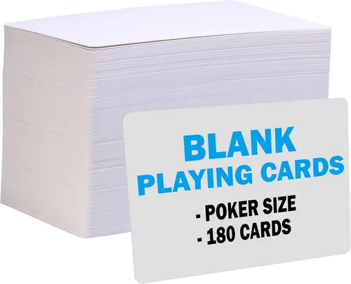 Vista 2 de IMAGAME Naipes blancos en blanco, 180 unidades, tamaño de póquer, perfectas para tarjetas flash de bricolaje, crea tu propio juego, estudia