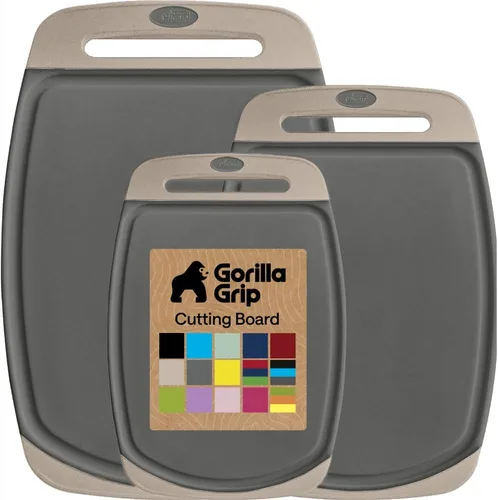 Vista 10 de La tabla para cortar original GORILLA GRIP (TM), antiderrapante, reversible para cortar y servir queso. Potente tecnología de agarre, sin BPA
