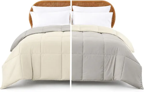 Vista 16 de Modern Threads Edredón reversible alternativo de microfibra de plumón blanco/blanco, King