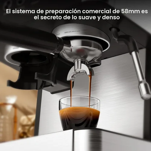 Vista 2 de Máquina de café expreso con molinillo, máquinas de café Expresso con molinillo de café antiobstrucciones integrado, varita de vapor de leche