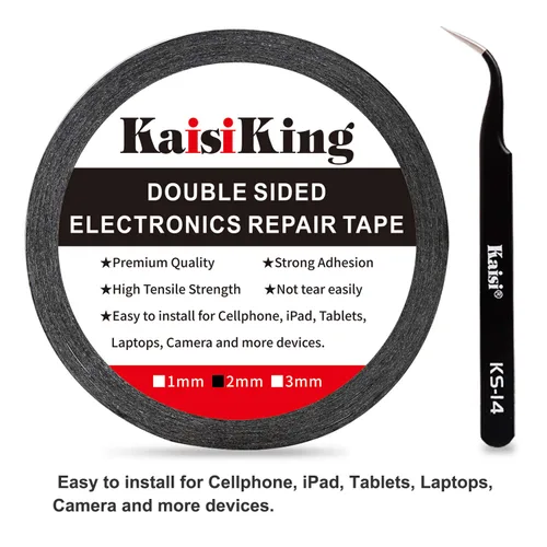 Vista 9 de Kaisiking Cinta de reparación LCD de 0.079 in para pantalla de teléfono, cinta adhesiva con 1 pinzas para teléfono celular, iPad, tabletas