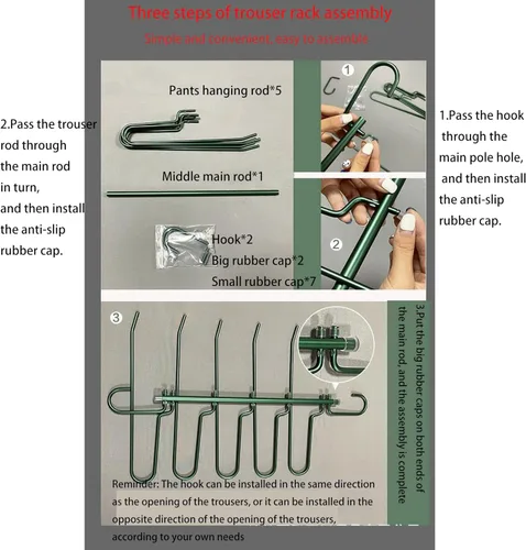 Vista 6 de Perchas mágicas de aleación de aluminio dorado para pantalones que ahorran espacio, 5 capas y 4 usos, organizador multifuncional para pantalones