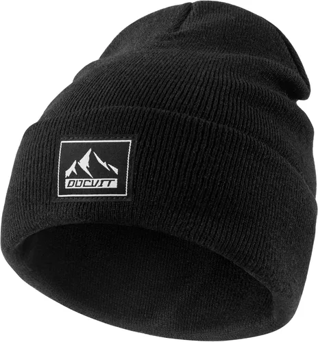 Vista 2 de DOCVIT Gorro de punto con puños cálidos de invierno, unisex, gorro de punto de calavera, sombrero de esquí de moda para hombres y mujeres