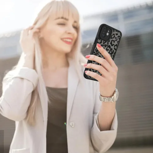 Vista 6 de AIGOMARA - Funda para iPhone 11 [Compatible con MagSafe] Diseño de patrón de leopardo negro para mujeres, niñas y hombres, suave, parachoques