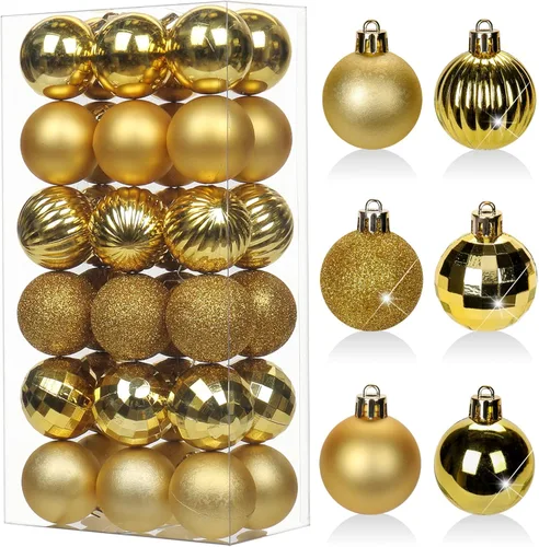 Vista 21 de Adornos de Navidad marrones de 1.57 pulgadas para árbol de Navidad, 36 piezas de mini esferas inastillables, decoración de árbol de Navidad, bolas