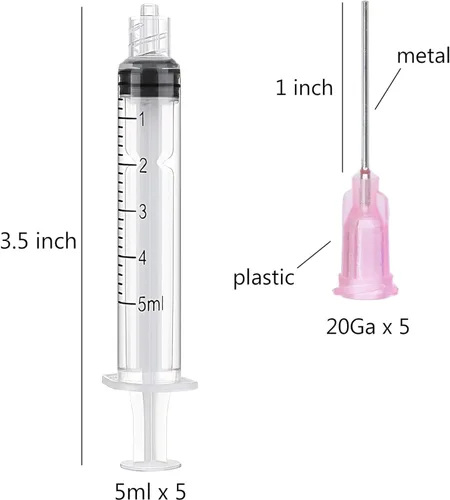 Vista 2 de Paquete de 5 jeringas de llenado de tinta prémium de 0.2 fl oz/cc con punta de aguja roma para pluma estilográfica