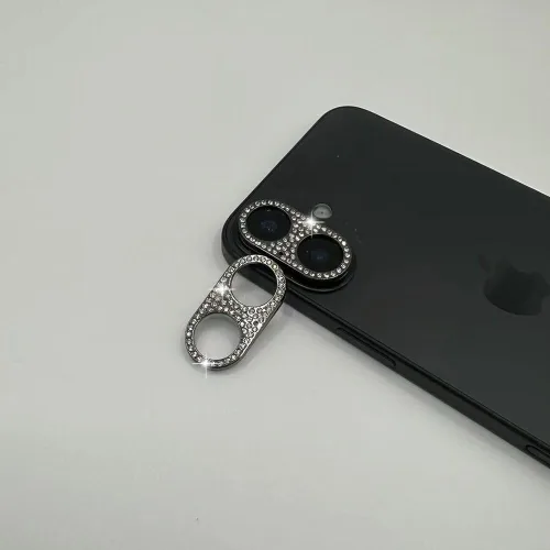 Vista 29 de Paquete de 2 protectores de lente de cámara con purpurina para iPhone 11/iPhone 12 Mini, protector de metal con diamantes brillantes para lente