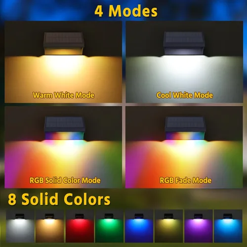 Vista 3 de NIORSUN Luces de valla para exteriores, paquete de 6 luces solares LED impermeables para valla con batería de 1500 mAh, blanco cálido/blanco