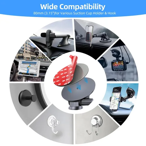 Vista 3 de volport Sticky Adhesive Replacement for Dashboard Suction Cup Mount, 80mm (3.15") 4pcs 3M VHB Circle Double-Sided Extra Strong Adhesive Sticker