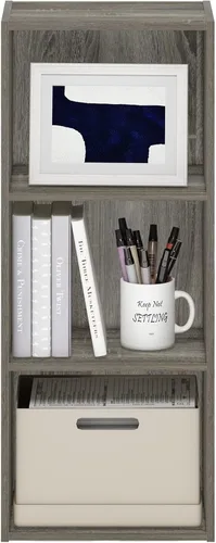 Vista 211 de Furinno - Estantería de cubos de 5 niveles serie Luder para libros y almacenamiento, color negro