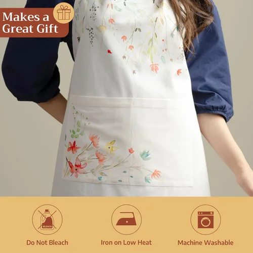 Vista 5 de Maison d' Hermine 100% Cotton Apron for women with Pocket Kitchen Chef Apron for Men Cooking Mothers Day Gifts