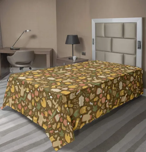 Vista 27 de Ambesonne Sábana encimera floral, patrón rítmico de ramas de bayas de Navidad, suave y cómoda, ropa de cama decorativa de 1 pieza, tamaño Verde