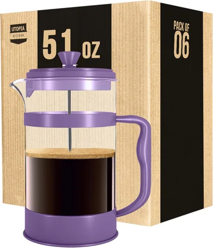 Vista 17 de Utopia Kitchen French Press - Cafetera de café expreso y té con filtros triples, émbolo de acero inoxidable y vidrio de borosilicato resistente al