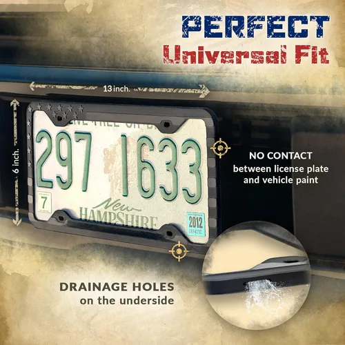 Vista 4 de TACTILIAN Marcos originales de placa de matrícula de silicona con bandera americana - Soporte de placa de matrícula con estrellas y rayas 3D tenues