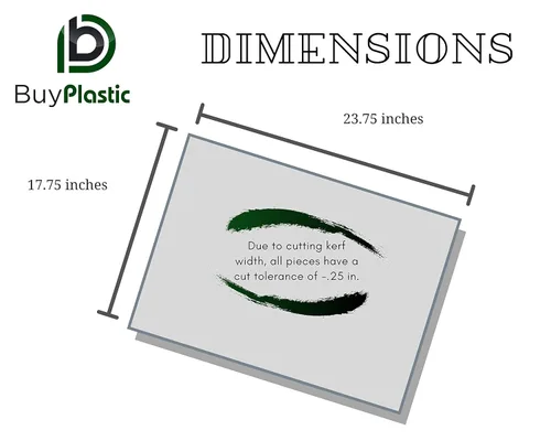 Vista 2 de BuyPlastic Lámina de plástico termoformado Kydex blanco de 0.060 pulgadas de grosor, tamaño 18 x 24 pulgadas, dimensiones reales del panel