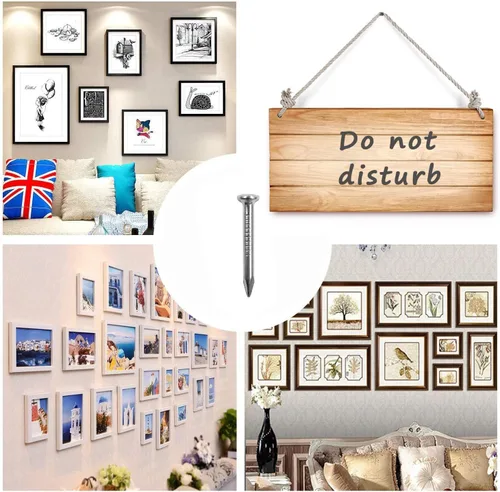 Vista 3 de OMOTOOL clavos de acero de mampostería (200 unidades), uñas de pared de hormigón galvanizado para colgar cuadros y carpintería, juego para paneles