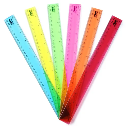 Vista 9 de Mr. Pen - Reglas de plástico, 12 pulgadas, paquete de 6, colores surtidos, diseño resistente a los arañazos con pulgadas y centímetros, reglas