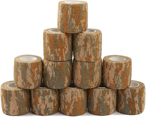 Vista 8 de Yoo & Main 12 rollos de cinta adhesiva de camuflaje autoadherente, vendaje cohesivo, envoltura de rifle, escopeta, camuflaje, cinta adhesiva