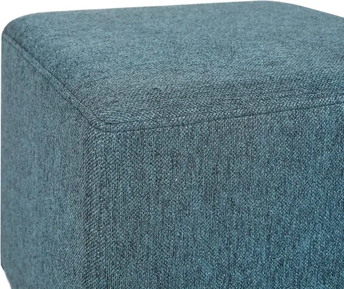 Vista 6 de Joveco Taburete otomano de 16 pulgadas, asiento cuadrado de tela con patas de madera (azul)