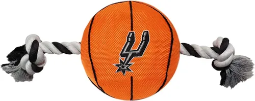 Vista 8 de NBA Atlanta Hawks - Juguete de baloncesto resistente de nailon para mascotas con cuerdas de remolcador y chirriador