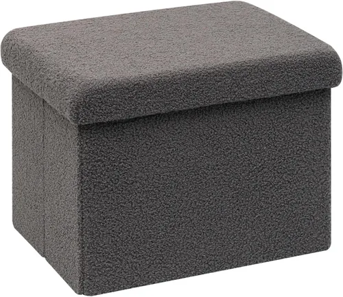 Vista 22 de PINPLUS Otomanas otomanas de almacenamiento con forma cuadrada con reposapiés de almacenamiento para sala de estar, asiento otomano Boucle para Gris