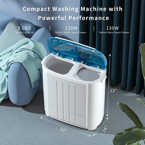 Vista 2 de Auertech Lavadora portátil, 18 libras, mini lavadora y secador de giro en combo, lavadora de 12 libras, centrifugado de 6 libras, máquina